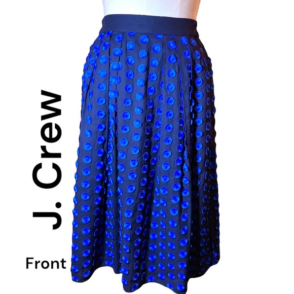 Blue Embroidery Circles on Black Cotton J. Crew w/Pockets Skirt Size 2 28” long - Picture 3 of 12
